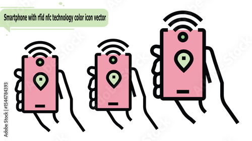 Smartphone with rfid nfc technology color icon vector