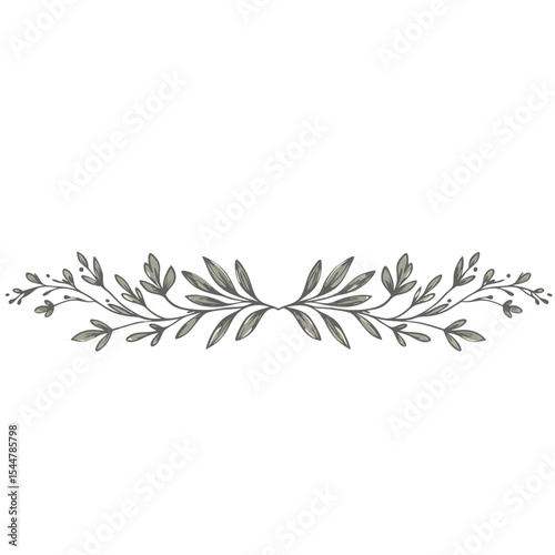 Dark sage page divider on transparent background for sophisticated design
