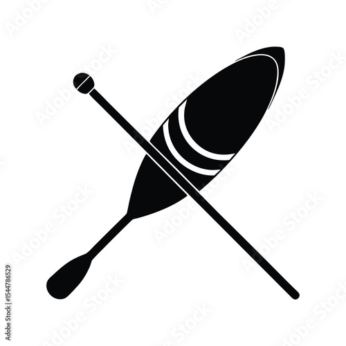 Canoe and Paddle Crossed Black Silhouette Icon