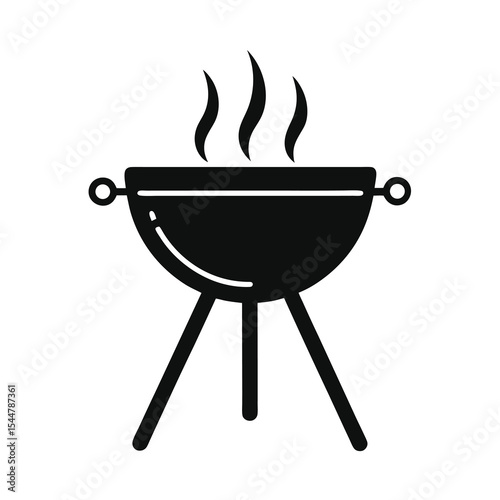 Black and white grill with smoke icon