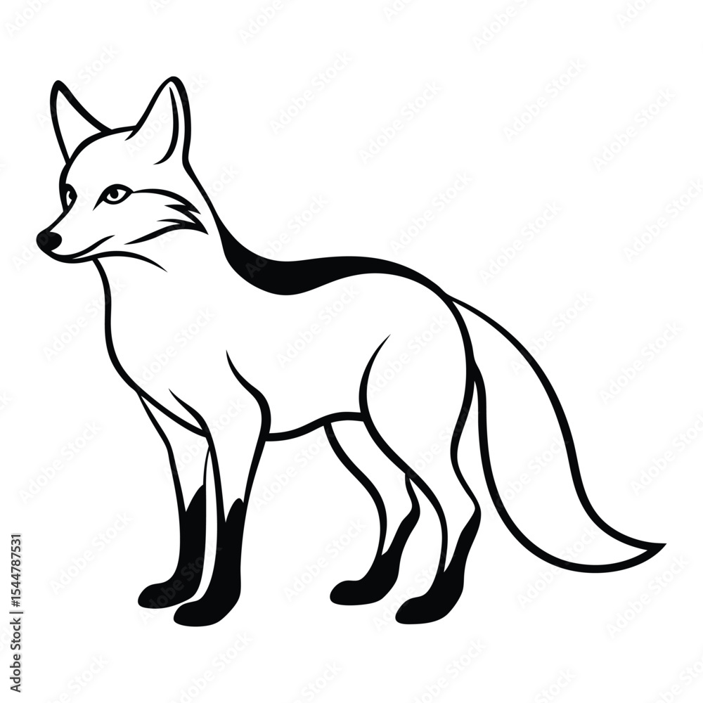 Fototapeta premium Fox Silhouette Vector Illustration Art
