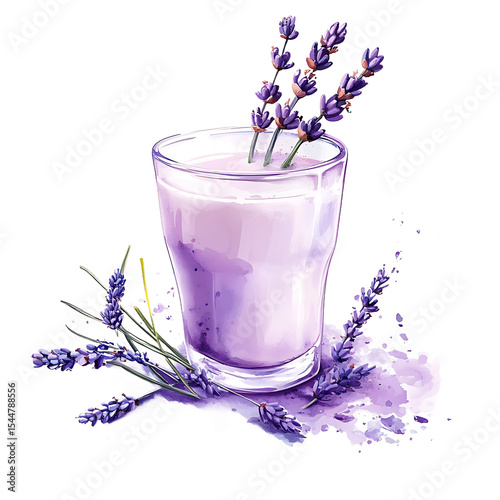 Lavender-infused Beverage in a Glass with Fresh Sprigs