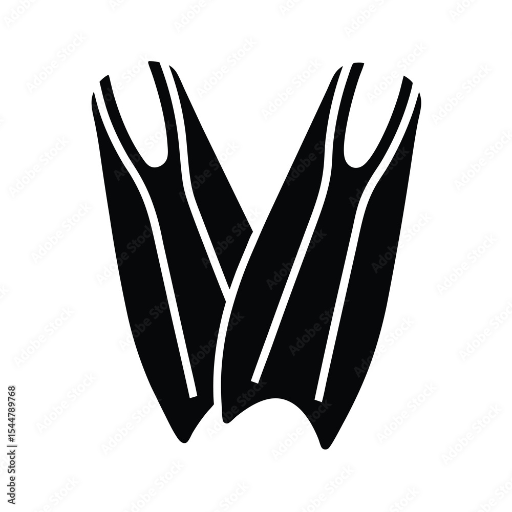 Obraz premium Black and White Diving Fins Illustration