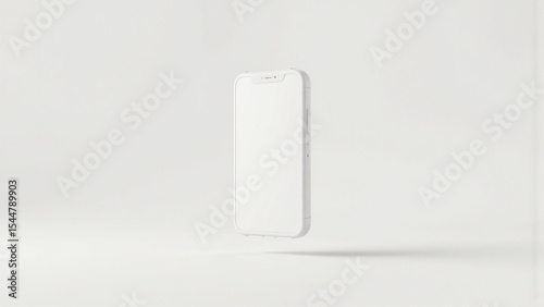 Floating White Smartphone on Neutral Background
