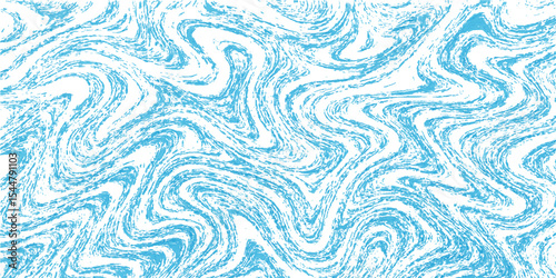 Blue abstract background with seamless wave pattern and decorative light curves