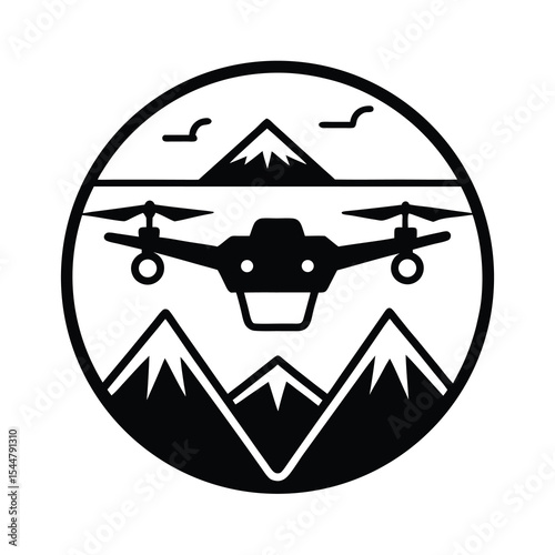 Drone flying over mountains in a circle