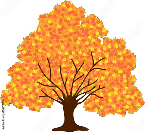 Autumn Canopy: An artistic representation of a majestic tree ablaze with vibrant autumn foliage. Every leaf contributes to the stunning display of color, celebrating the season's breathtaking beauty.