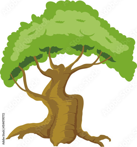 Magnificent Tree of Life: A lush illustration of a majestic tree reaching towards the sky, its vibrant green leaves providing shade in the sunlight.