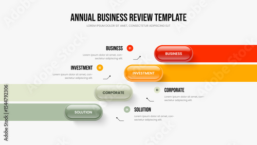 Business Portfolio Four Element Infographic Slide Template. Professional Plan Presentation Layout Vector Illustration. Creative Planning 4 Step Diagram Slideshow Design.