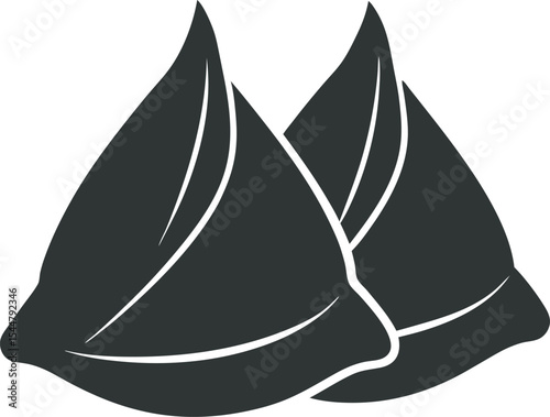 This collection of images showcases illustrations of samosas, some with steam emanating, suggesting they are freshly cooked and hot