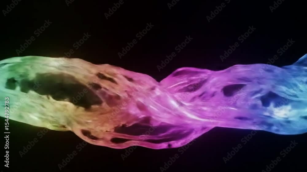 Looping Neon Liquid Ribbon Flow with Ambient Futuristic Glow in Minimalist Dark Scene