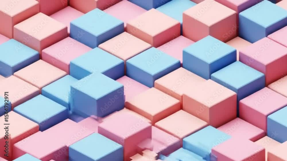 Pastel Cubes in Rhythmic Motion on Infinite Plane with Isometric Depth and Seamless Loop Pastel Cubes in Rhythmic Motion on Infinite Plane with Isometric Depth and Seamless Loop