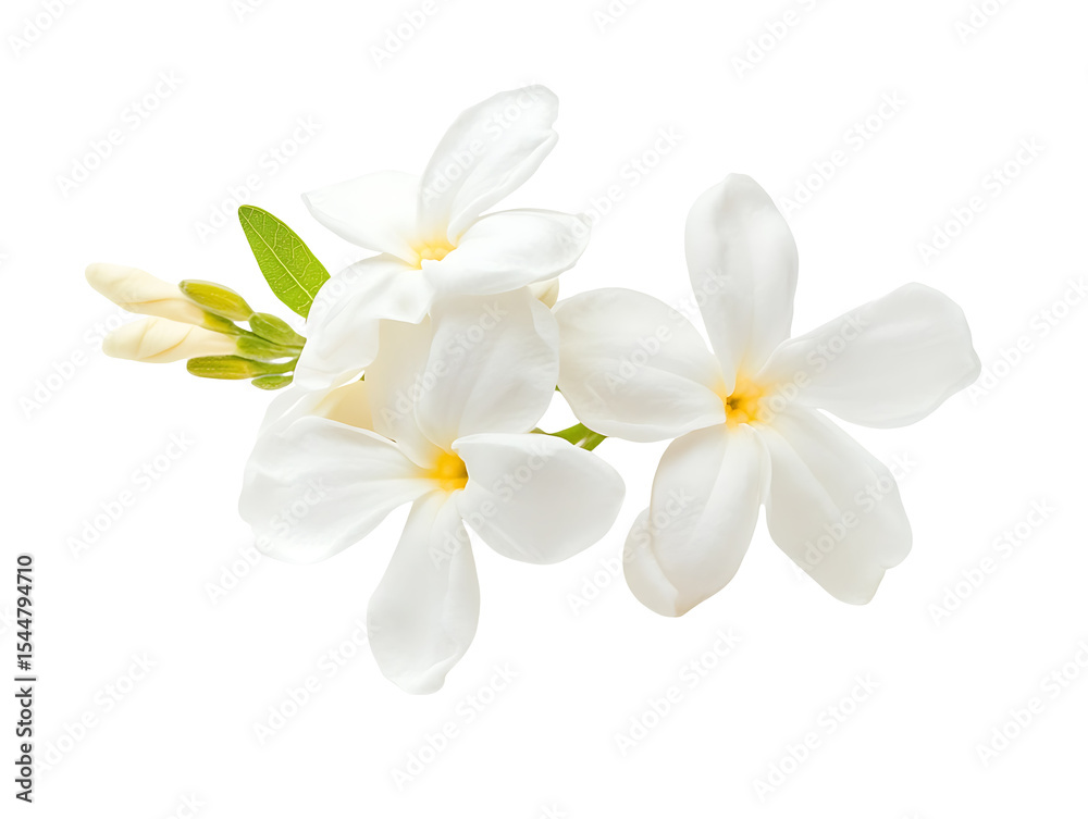 Fototapeta premium White plumeria flowers cluster isolated on transparent background