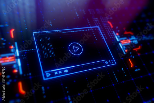 Video on demand. Concept of VDO streaming media, video streaming technology, webinar, online live video marketing, digital video advertising and media marketing.