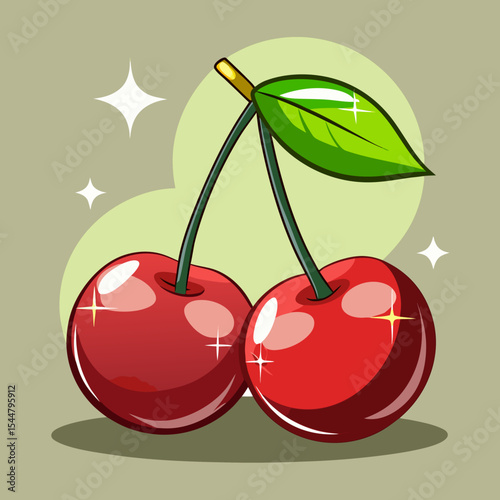 cherry with leaves