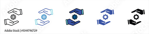 Support and Protection Icon with Gear – Technical Service, Engineering Assistance, or Industry Care Concept