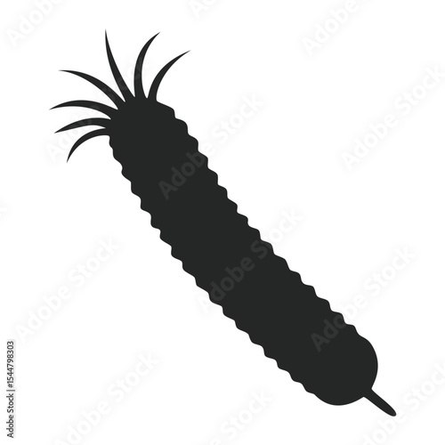 Black bacterium microorganism, a spiky, elongated silhouette with internal dots, ideal for scientific, health, and disease-related visuals