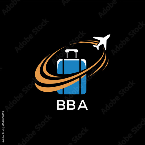 Creative Travel Logo Design with Suitcase and Airplane Icon – BBA Travel Brand Concept
