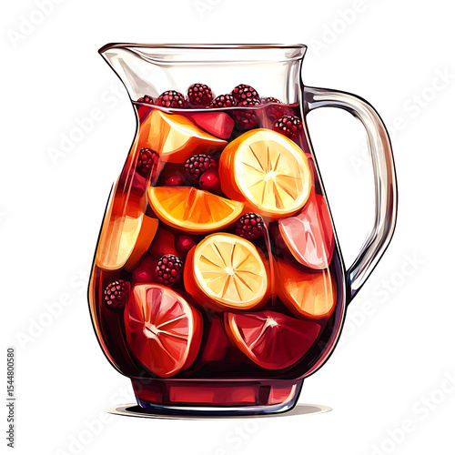 Pitcher of Sangria with Fresh Fruits and Berries