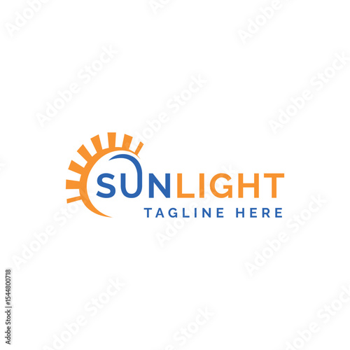 sunlight wordmark logo design with sun icon creative concept