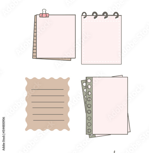 set of blank note papers