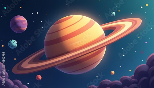 Cartoon Planet in Outer Space