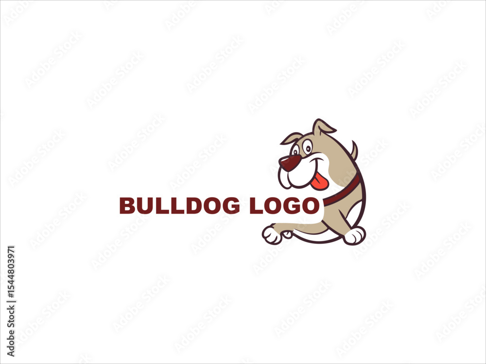Fototapeta premium Tan Bulldog Cartoon Logo Design Brown Text White Background V E C T O R vector