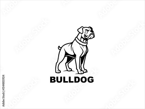 Black and White Bulldog V E C T O R Illustration Standing Dog Breed Canine Mascot Logo Design vector