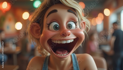 Cartoon Woman Big Smile