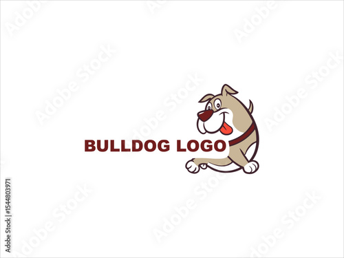 Tan Bulldog Cartoon Logo Design Brown Text White Background V E C T O R vector
