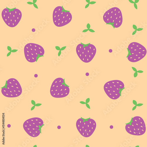 Seamless violet strawberry pattern