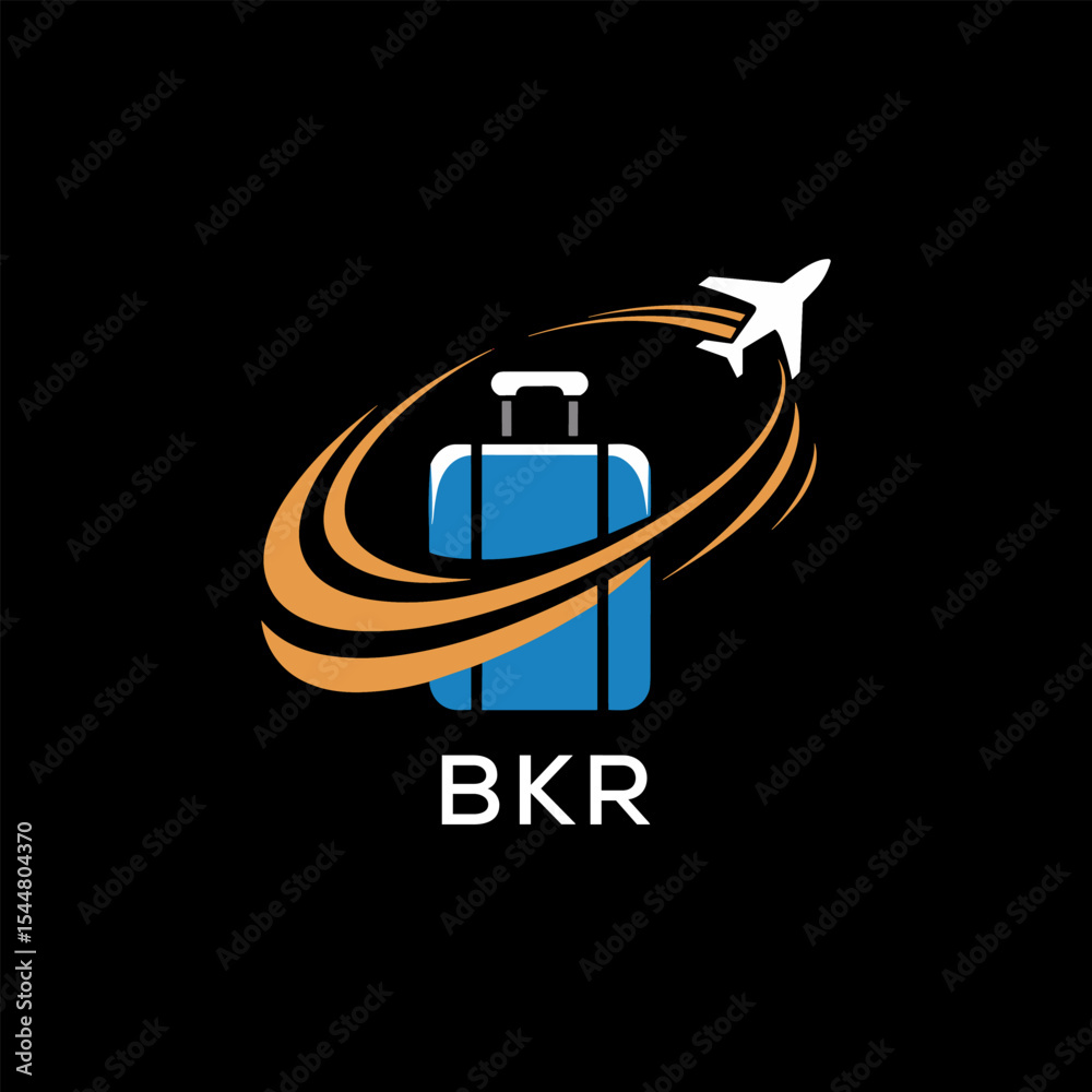 Fototapeta premium Creative Travel Logo Design with Suitcase and Airplane Icon – BKR Travel Brand Concept 