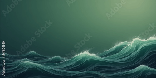Abstract background of flowing blue and green wave patterns with light and artistic curves