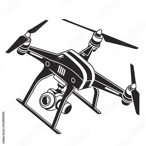 Drone With Dual Camera Lens Black Silhouette