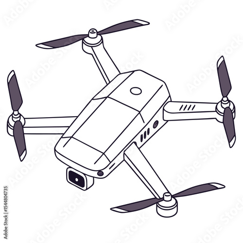 Modern Drone With Folding Arms Flat Vector Design