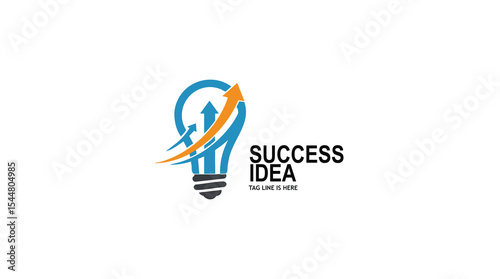 Success Idea logo: a light bulb with an upward arrow and abstract lines, symbolizing innovation, growth, and achievement