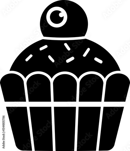 Halloween Cupcake Silhouette isolated. 
Spooky Cupcake Icon for Halloween Party.
Black Halloween Treat Vector Illustration.
Transparent background. SVG file.