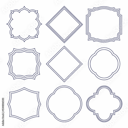 Elegant Outline Frame Set. Vintage Geometric Vector Borders