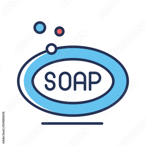 A modern outline icon of soap bar with bubbles