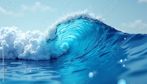 Ocean wave with foam rolling in the sea