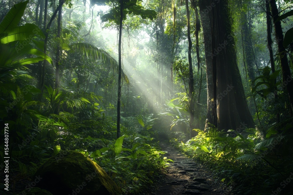Fototapeta premium A stunning trail winds its way through Puerto Rico's El Yunque national forest