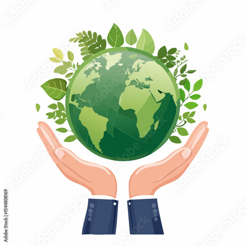 Save the Earth Concept with Hands Holding Green Planet