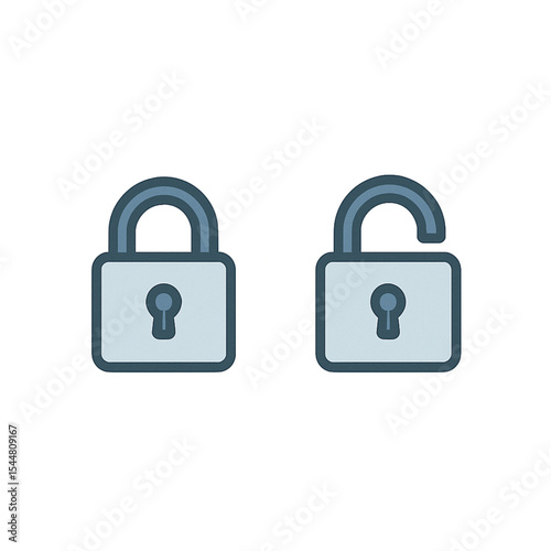 Locked and Unlocked Padlock Icons Security and Privacy Symbols