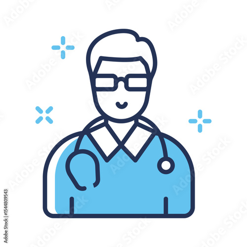 Here is a premium linear style icon of doctor with stethoscope