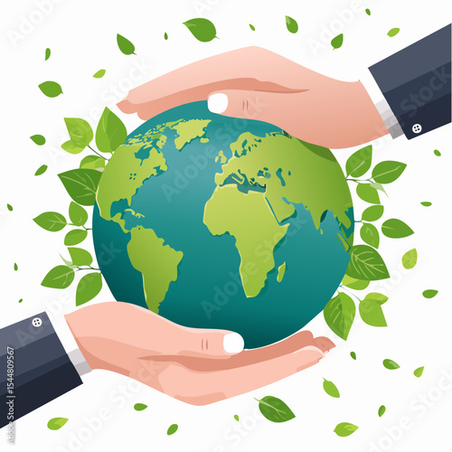 Save the Earth Concept with Hands Holding Green Planet
