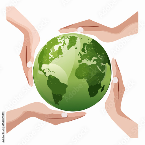 Save the Earth Concept with Hands Holding Green Planet