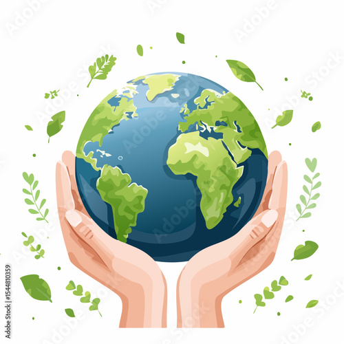 Save the Earth Concept with Hands Holding Green Planet