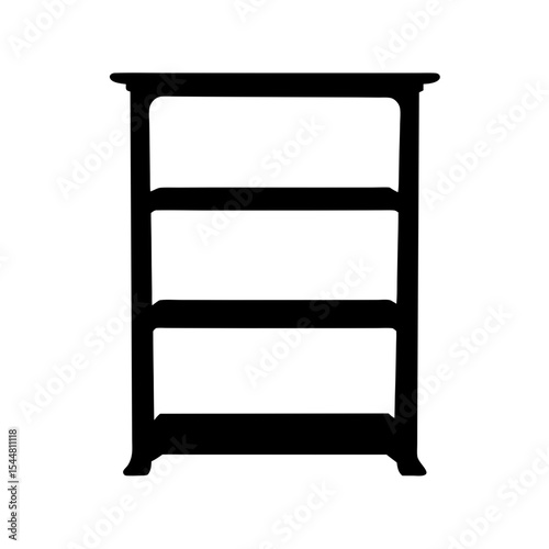 Silhouette of a ThreeShelf Bookcase against a White Background Displayed Centrally