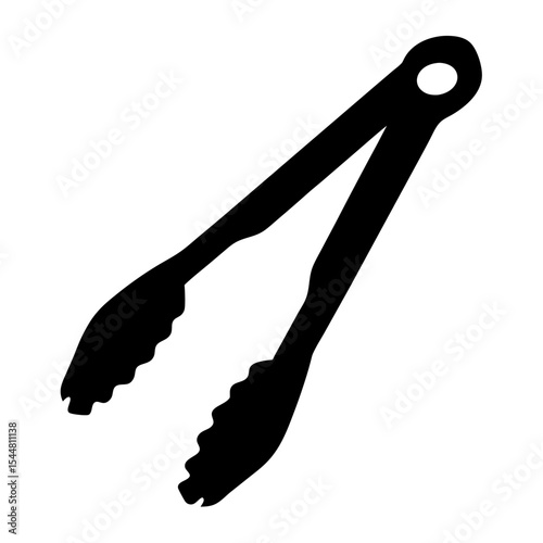 A pair of metal kitchen tongs used for grilling and cooking food
