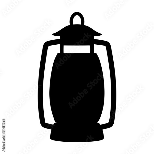 Vintage kerosene lantern in black silhouette, symbolizing light and nostalgia